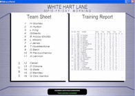 teamsheet and training report